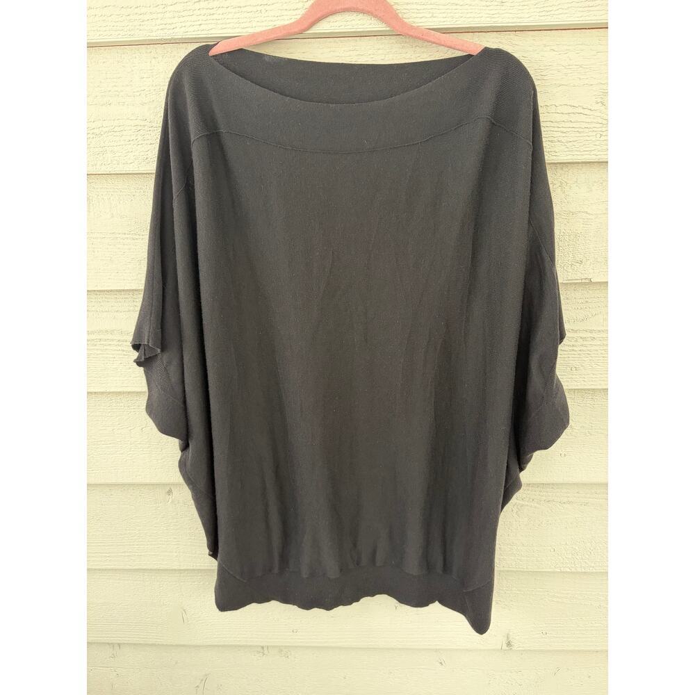 Splendid Black Dolman Sleeve Oversized Knit Top Large Batwing Cozy Chic - Picture 2 of 8